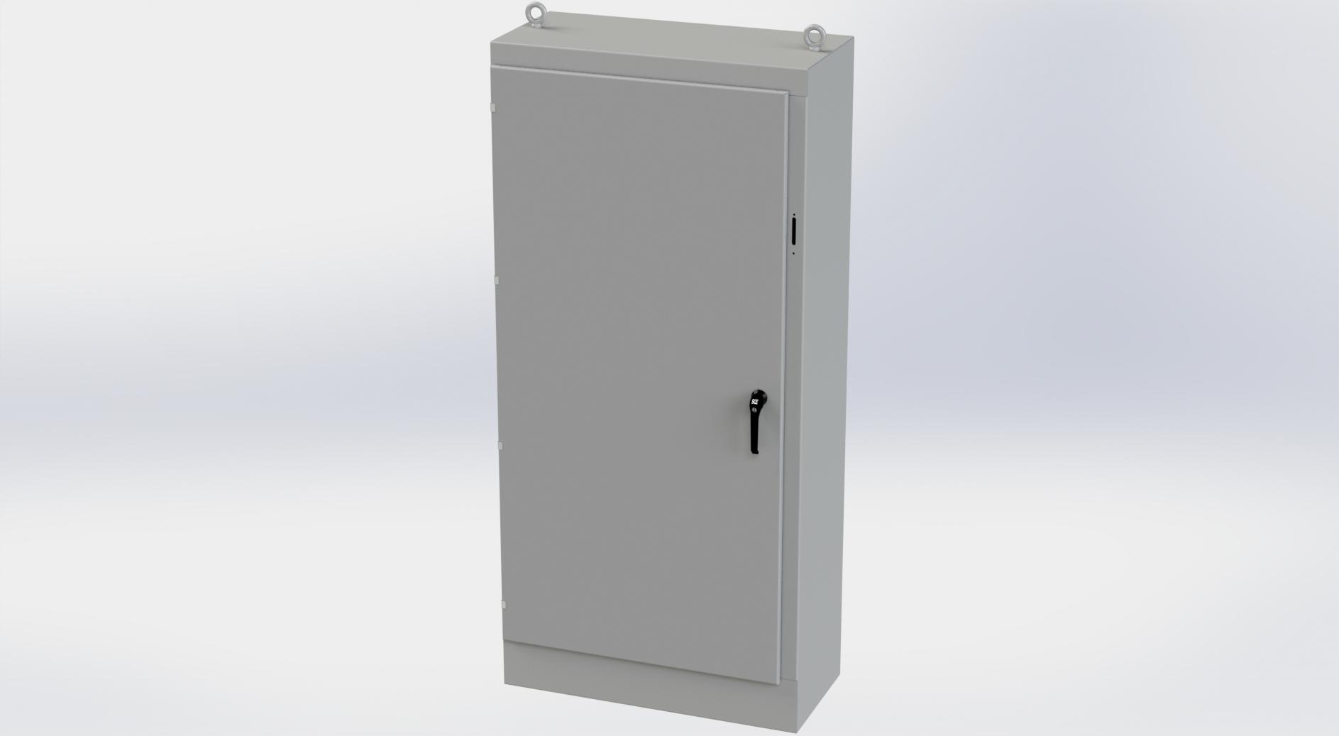 Saginaw Control SCE-84XM4018G 1DR XM Enclosure, Height:84.00", Width:39.50", Depth:18.00", ANSI-61 gray powder coating inside and out. Sub-panels are powder coated white.  