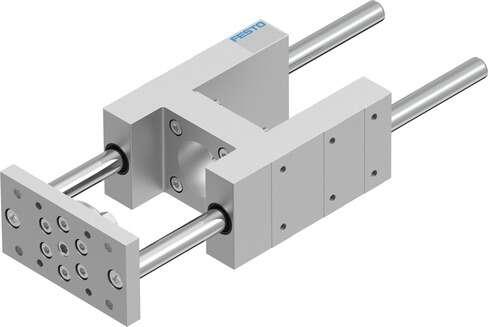 Festo 1725843 guide unit EAGF-V2-KF-63-200 For electric cylinder ESBF. Size: 63, Stroke: 200 mm, Reversing backlash: 0 µm, Assembly position: Any, Guide: Recirculating ball bearing guide