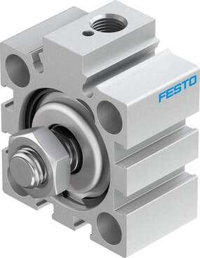 Festo 188201 short-stroke cylinder AEVC-32-5-A-P No facility for sensing, piston-rod end with male thread. Stroke: 5 mm, Piston diameter: 32 mm, Spring return force, retracted: 22 N, Based on the standard: (* ISO 6431, * Hole pattern, * VDMA 24562), Cushioning: P: Fle