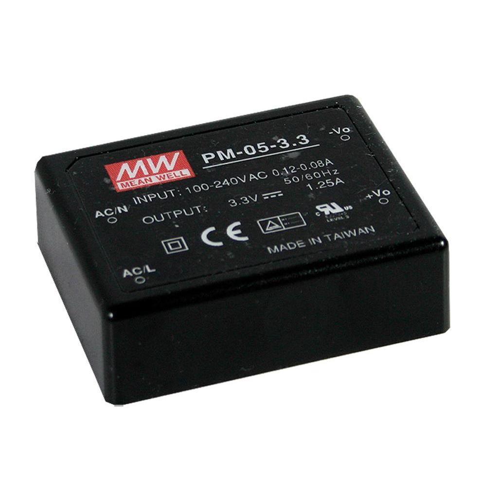 MEAN WELL PM-05-3.3 AC-DC Single output Medical Encapsulated power supply; Output 3.3Vdc at 1.25A; PCB mount; 2xMOPP