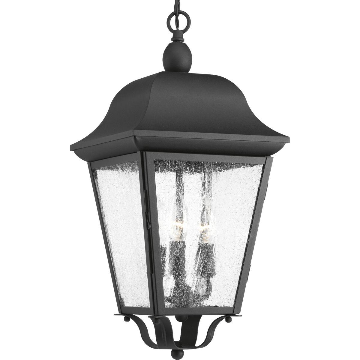 Hubbell P550001-031 Enjoy the updated classic styling for a variety of outdoor applications in the Kiawah collection. The three-light hanging lantern features seeded glass panels and traditional detailing combine to create a soft and updated lantern design. Hinged door for e