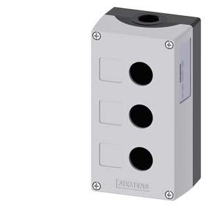 Siemens 3SU1853-0AA00-0AB1 Enclosure for command devices, 22 mm, round, Enclosure material metal, enclosure top part gray, 3 control points, without equipment, Recess for labels, floor mounting, 1xM20 each on top and bottom