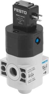 Festo 172958 on-off valve HEE-D-MINI-230 For service units, without threaded connection plates with FRB threaded pin Design structure: Piston slide, Type of actuation: electrical, Sealing principle: soft, Exhaust-air function: not throttleable, Manual override: detent