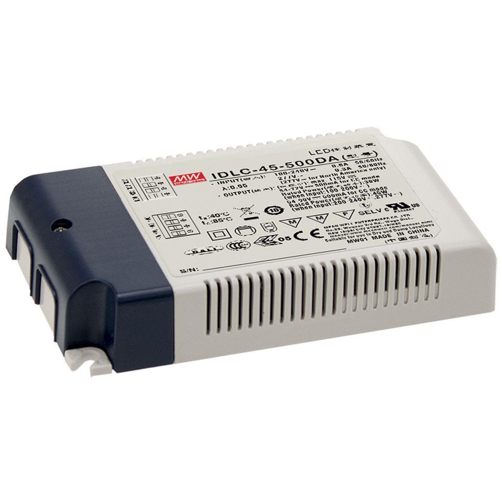 MEAN WELL IDLC-45-500DA AC-DC Constant Current LED Driver (CC); Output 90Vdc at 0.5A; Dimming with DALI