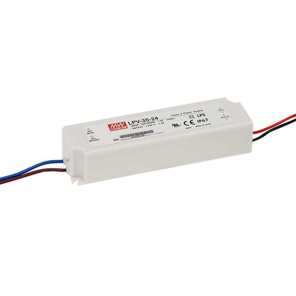 MEAN WELL LPV-35-12 AC-DC Single output LED driver Constant Voltage (CV); Output 12Vdc at 3A; cable output