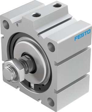 Festo 188340 short-stroke cylinder ADVC-100-10-A-P-A For proximity sensing, piston-rod end with male thread. Stroke: 10 mm, Piston diameter: 100 mm, Based on the standard: (* ISO 6431, * Hole pattern, * VDMA 24562), Cushioning: P: Flexible cushioning rings/plates at b