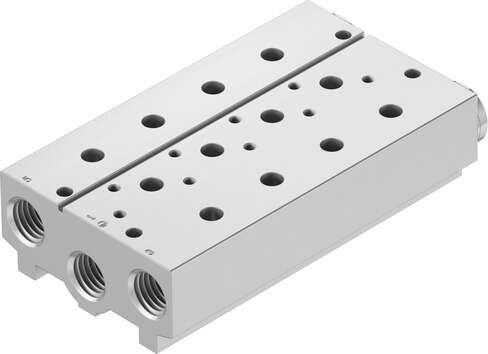 Festo 8026388 manifold block VABM-B10-30S-N12-4 Grid dimension: 32 mm, Assembly position: Any, Max. number of valve positions: 4, Corrosion resistance classification CRC: 2 - Moderate corrosion stress, Product weight: 1267 g