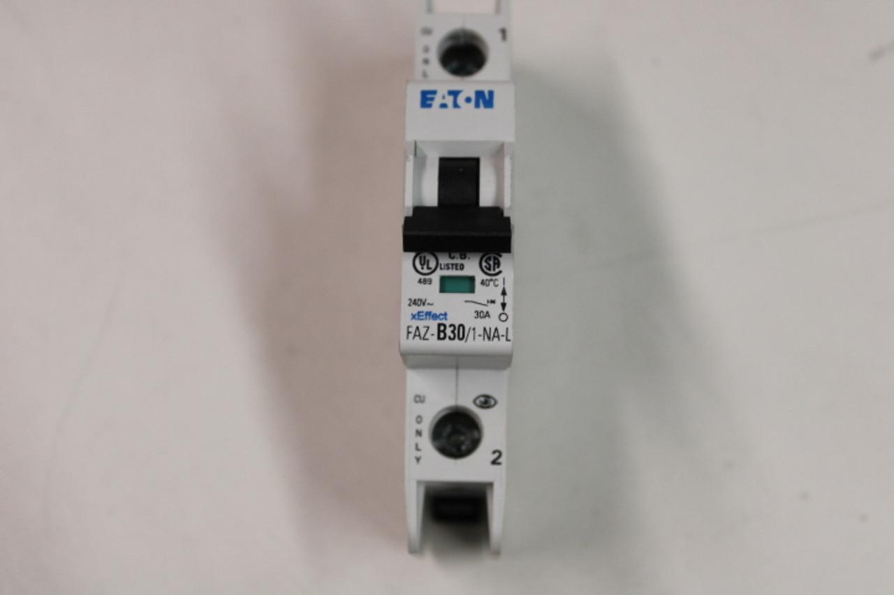 Eaton FAZ-B30/1-NA-L Miniature circuir breaker, 1 pole, 30 A, B trip curve, 240 VAC, screw terminals, UL489