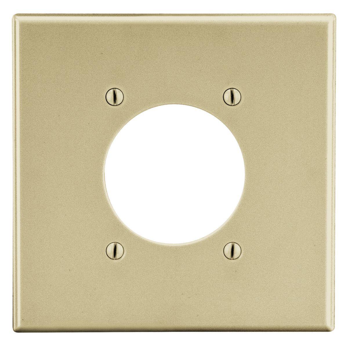 Hubbell PJ703I Wallplate,  Mid-Size 2-Gang, 2.15" Opening, Ivory  ; High-impact, self-extinguishing polycarbonate material ; More Rigid ; Sharp lines and less dimpling ; Smooth satin finish ; Blends into wall with an optimum finish ; Smooth Satin Finish