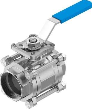 Festo 8089062 ball valve VZBE-2-WA-63-T-2-F0507-M-V15V15 Design structure: 2-way ball valve with hand lever, Type of actuation: mechanical, Sealing principle: soft, Assembly position: Any, Mounting type: Line installation