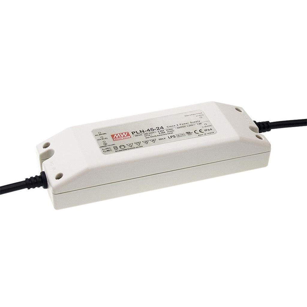 MEAN WELL PLN-45-20 AC-DC Single output LED driver Constant Current (CC); Output 20Vdc at 2.3A; cable output; encapsulated IP64