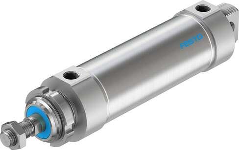 Festo 196055 round cylinder DSNU-63-125-PPV-A For position sensing, with adjustable end-position cushioning. Various mounting options, with or without additional mounting components. Stroke: 125 mm, Piston diameter: 63 mm, Piston rod thread: M16x1,5, Cushioning: PPV: 