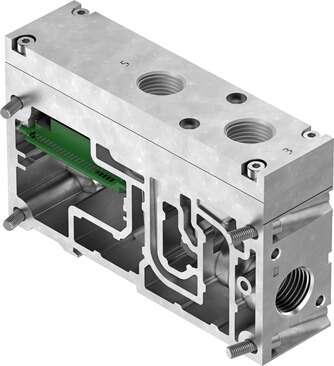 Festo 8092502 supply plate VABF-S6-1-P1A6-G12-CB Width: 38 mm, CE mark (see declaration of conformity): to EU directive low-voltage devices, Corrosion resistance classification CRC: 0 - No corrosion stress, Product weight: 600 g, Pneumatic connection, port  1: G1/2