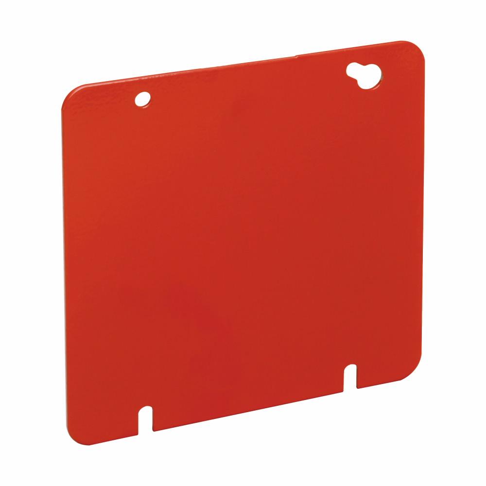 Eaton Corp TP568RED Eaton Crouse-Hinds series Square Cover, 4-11/16", Red painted, Blank, Steel, Flat blank, red
