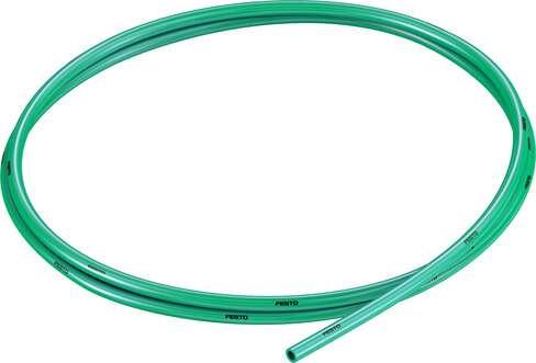 Festo 178424 plastic tubing PUN-4X0,75-GN Standard O.D tubing, for QS plug connectors, CN and CK polyurethane fittings (not approved for use in the food industry). Outside diameter: 4 mm, Bending radius relevant for flow rate: 17 mm, Inside diameter: 2,6 mm, Min. bend