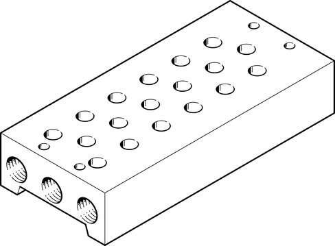 Festo 10189 manifold block PRS-1/4-6 Max. number of valve positions: 6, Product weight: 1230 g, Mounting type: with through hole, Pneumatic connection, port  1: G1/2, Pneumatic connection, port  3: G1/2