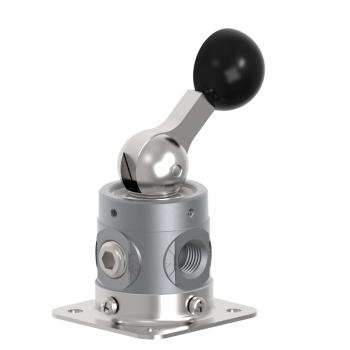 Humphrey 250V21021 Manual Valves, Detented Lever Operated Valves, Number of Ports: 2 ports, Number of Positions: 2 positions, Valve Function: Detent, Piping Type: Inline, Direct piping, Options Included: Mounting Base, Approx Size (in) HxWxD: 3.88 x 1.56 DIA
