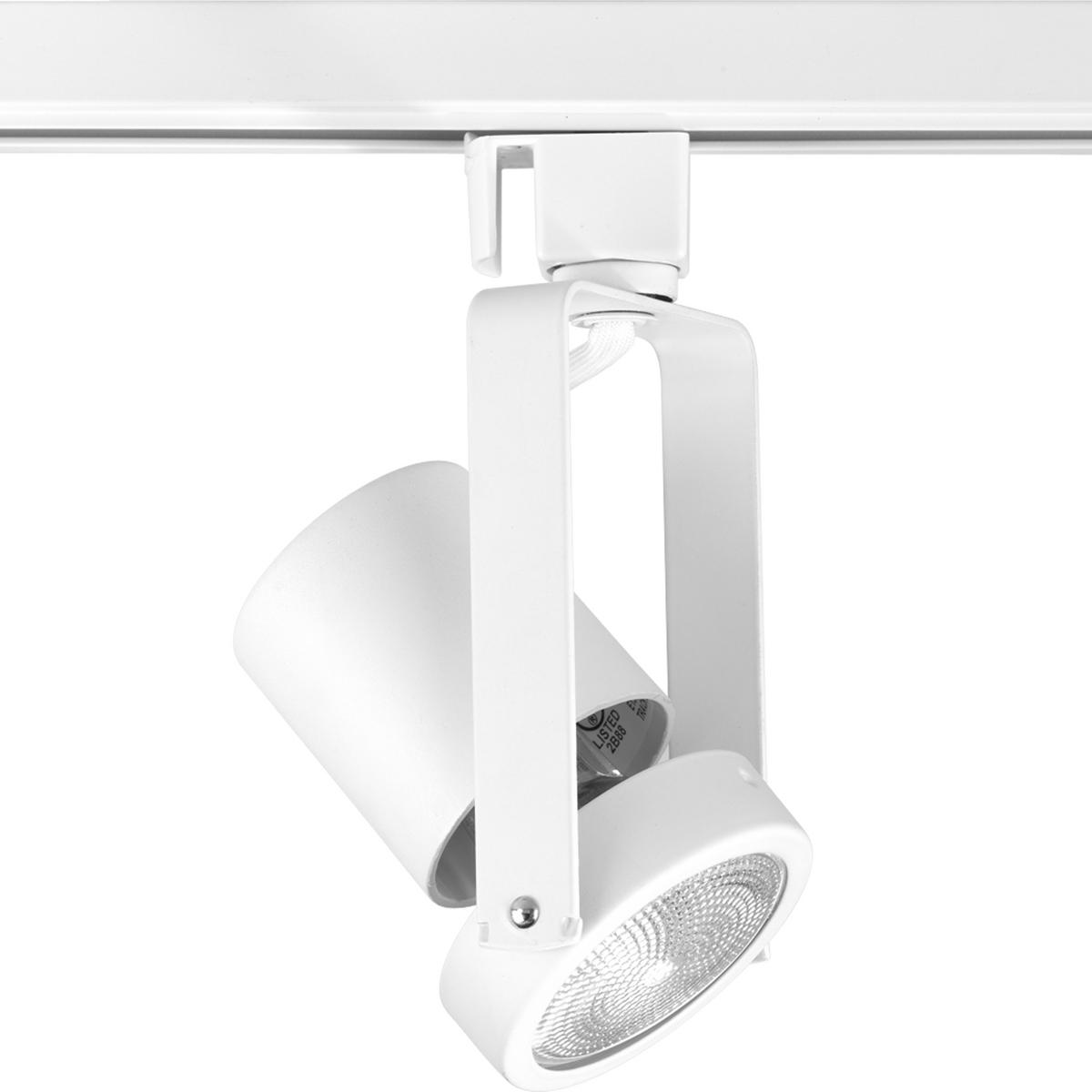 Hubbell P6326-28 White high tech Alpha Trak track head with 360 degree horizontal rotation and 90 degree vertical rotation. Heads can be easily repositioned on the track to provide lighting in different areas of the room. Excellent for both residential and retail location