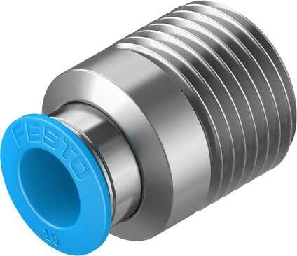 Festo 190648 push-in fitting QS-1/2-10-I male thread with internal hexagon socket. Size: Standard, Nominal size: 6,3 mm, Type of seal on screw-in stud: coating, Assembly position: Any, Container size: 1