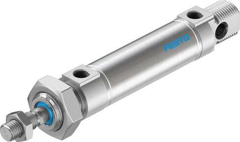 Festo 19220 standards-based cylinder DSNU-25-40-P-A Based on DIN ISO 6432, for proximity sensing. Various mounting options, with or without additional mounting components. With elastic cushioning rings in the end positions. Stroke: 40 mm, Piston diameter: 25 mm, Pist