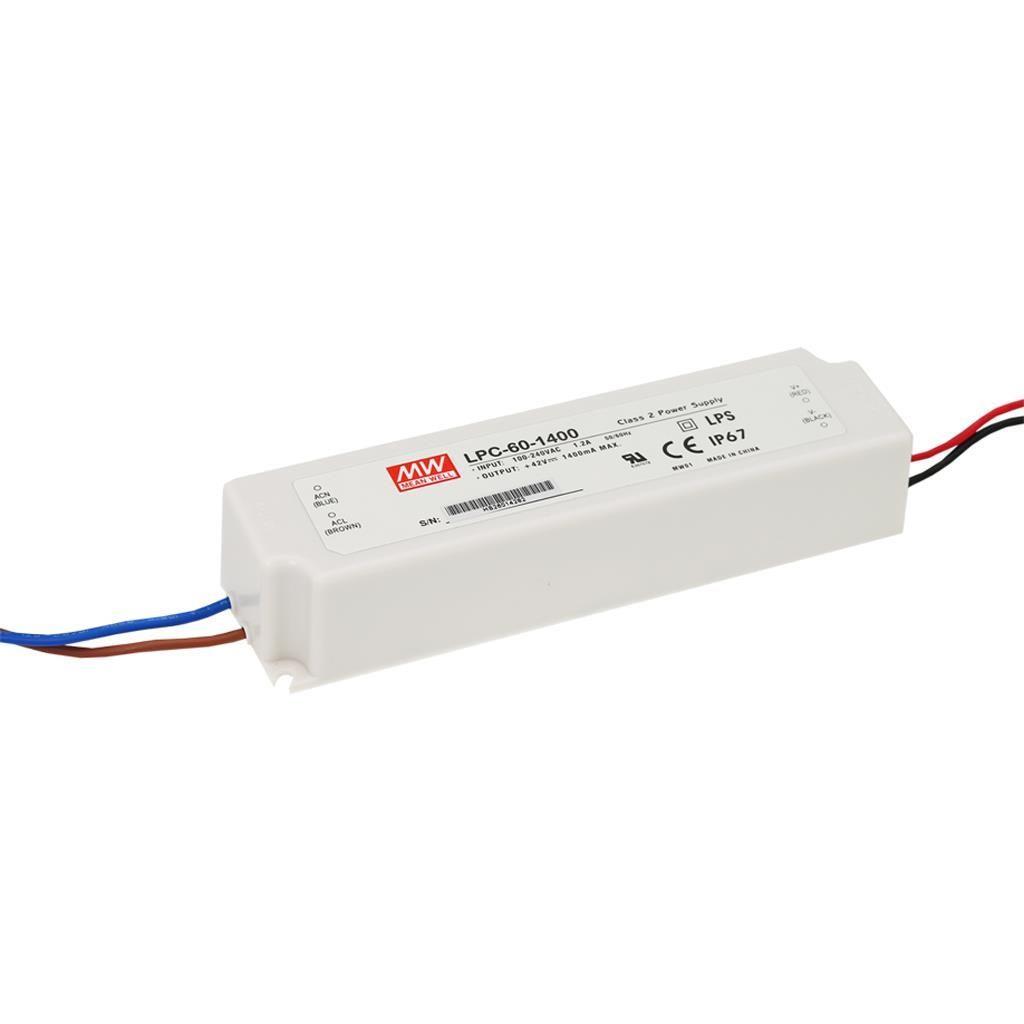 MEAN WELL LPC-60-1050 AC-DC Single output LED driver Constant Current (CC); Output 1.05A at 9-48Vdc; cable output