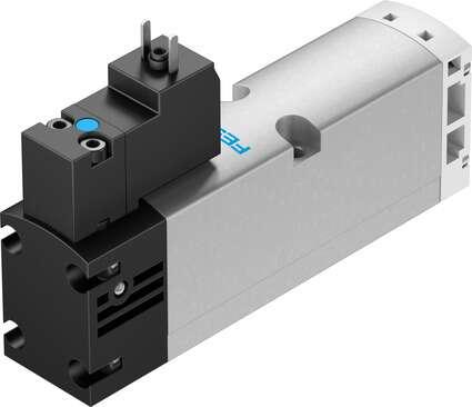 Festo 547080 solenoid valve VSVA-B-M52-MZH-A1-1C1 With square plug, shape C Valve function: 5/2 monostable, Type of actuation: electrical, Valve size: 26 mm, Standard nominal flow rate: 1100 l/min, Operating pressure: -0,9 - 16 bar