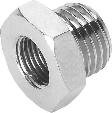 Festo 8069237 reducing nipple NPFC-R-G1-G12-MF Material threaded fitting: Nickel-plated brass, Container size: 10, Operating pressure: -0,95 - 50 bar, Operating medium: Compressed air in accordance with ISO8573-1:2010 [-:-:-], Corrosion resistance classification CRC: 1
