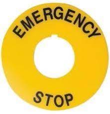 Sprecher + Schuh D7-15YSE112 Standard Inscription Ring,60mm round, 22.5 mm, Yellow, "EMERGENCY STOP"