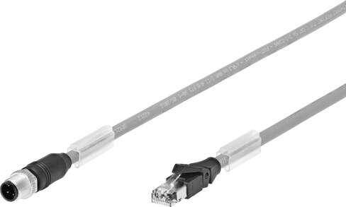 Festo 8040454 connecting cable NEBC-D12G4-ES-10-S-R3G4-ET Conforms to standard: (* EN 61076-2-101, * IEC 60603-7-3), Electrical connection 1: Straight plug, M12x1, 4-pin, D-coded, Electrical connection 2: Straight plug connector, RJ45, 4-pin, Operating voltage range DC
