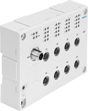 Festo 1387359 input module CTSL-D-16E-M12-5 Dimensions W x L x H: 143 mm x 103 mm x 32 mm, Polarity protected: for operating voltage, Protection (short circuit): Internal electronic fuse protection for each group, Baud rate: 38,4 kbit/s, 230,4 kbit/s, Operating voltage