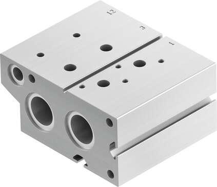 Festo 8026316 manifold block VABM-B10-25EEE-G12-2-P3 Grid dimension: 27,5 mm, Assembly position: Any, Max. number of valve positions: 2, Corrosion resistance classification CRC: 2 - Moderate corrosion stress, Product weight: 340 g