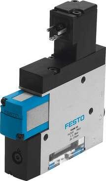 Festo 162504 vacuum generator VADM-200 With integrated solenoid valve for vacuum On/Off Nominal size, Laval nozzle: 2 mm, Grid dimension: 22 mm, Design, silencer: closed, Assembly position: Any, Ejector characteristic: High vacuum