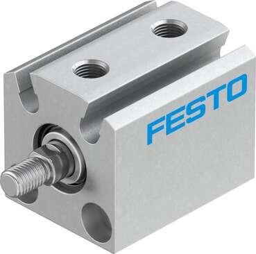 Festo 188076 short-stroke cylinder ADVC-10-5-A-P-A For proximity sensing, piston-rod end with male thread. Stroke: 5 mm, Piston diameter: 10 mm, Cushioning: P: Flexible cushioning rings/plates at both ends, Assembly position: Any, Mode of operation: double-acting