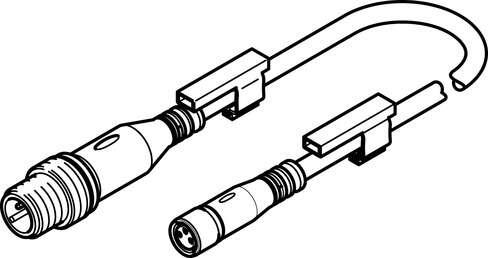Festo 8000209 connecting cable NEBU-M8G3-K-0.5-M12G3 Conforms to standard: (* Core colours and connection numbers to EN 60947-5-2, * EN 61076-2-101, * EN 61076-2-104), Cable identification: with 2x label holders, Product weight: 29 g, Electrical connection 1, function: