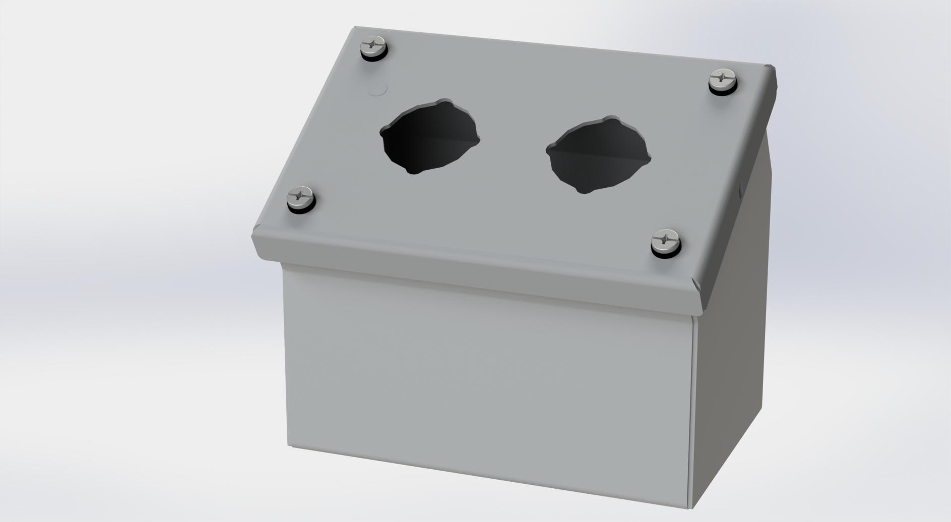Saginaw Control SCE-2PBA PBA Enclosure, Height:3.50", Width:5.50", Depth:4.87", ANSI-61 gray powder coating inside and out.
