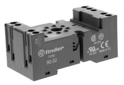 Finder 90.02.0 Plug-in socket - Finder - Rated current 10A - Box-clamp connections - DIN rail / Panel mounting - Black color