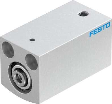 Festo 188101 short-stroke cylinder AEVC-16-25-I-P No facility for sensing, piston-rod end with female thread. Stroke: 25 mm, Piston diameter: 16 mm, Spring return force, retracted: 5 N, Cushioning: P: Flexible cushioning rings/plates at both ends, Assembly position: A