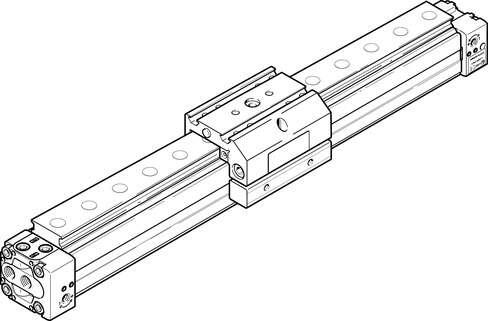 Festo 526649 linear drive DGPL-25-250-PPV-A-B-KF For proximity sensing, rodless, with positive-locking connection between piston and driver and adjustable end-position cushioning at both ends. Stroke: 250 mm, Piston diameter: 25 mm, Cushioning: (* PPV: Pneumatic cushi