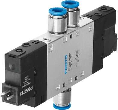 Festo 163803 solenoid valve CPE18-M3H-5J-QS-10 High component density Valve function: 5/2 bistable, Type of actuation: electrical, Width: 18 mm, Standard nominal flow rate: 1000 l/min, Operating pressure: 2 - 10 bar