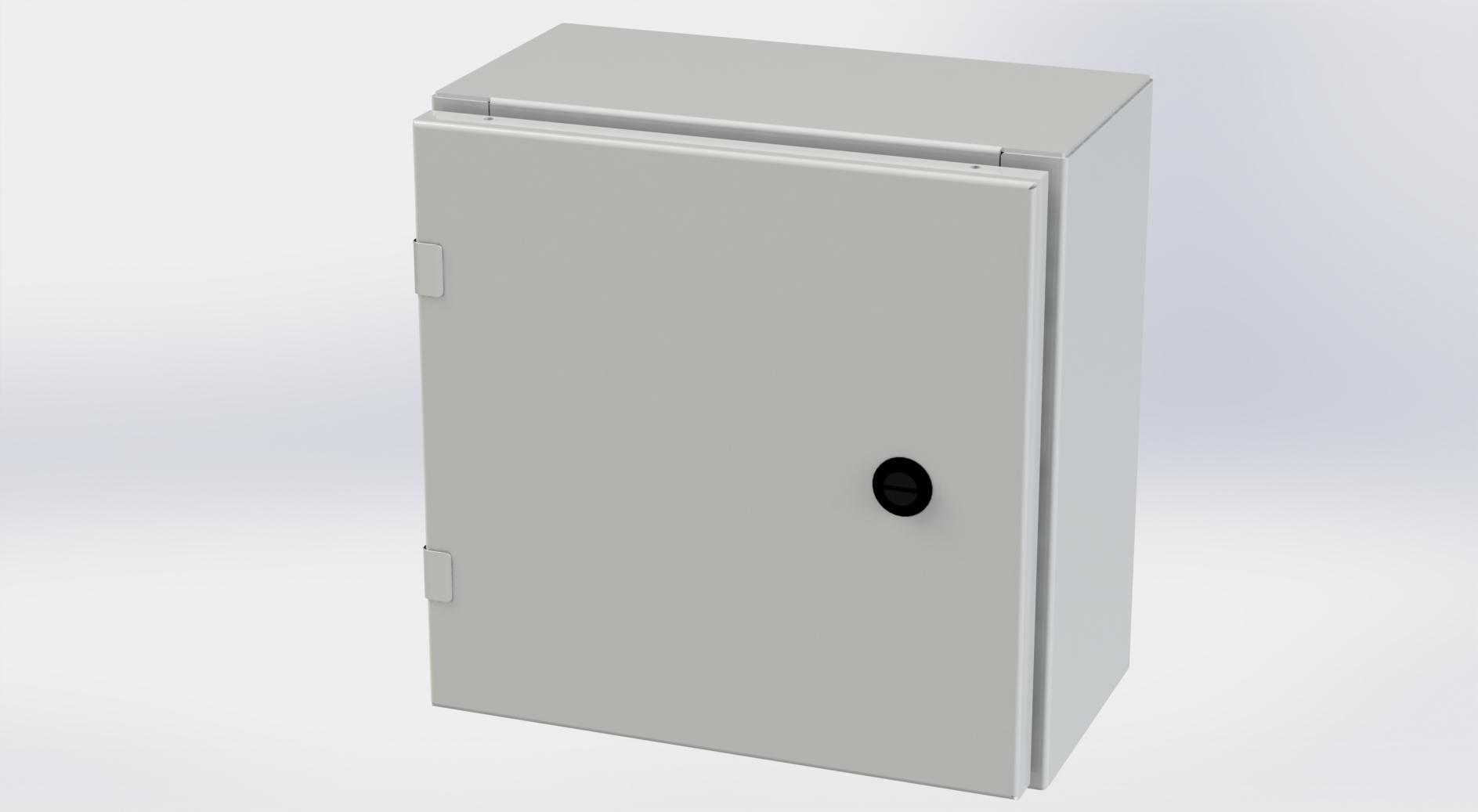 Saginaw Control SCE-12EL1206LPLG EL Enclosure, Height:12.00", Width:12.00", Depth:6.00", RAL 7035 gray powder coating inside and out. Optional sub-panels are powder coated white.