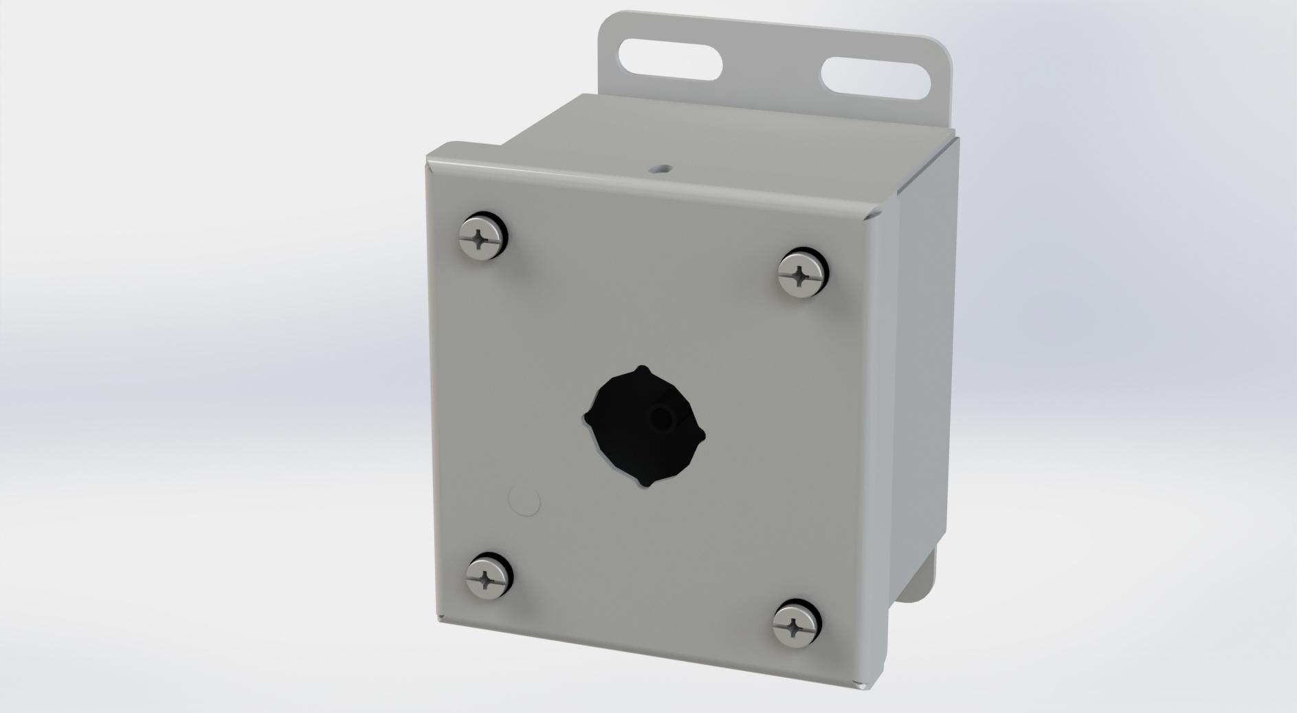 Saginaw Control SCE-1PBI PB Enclosure, Height:3.50", Width:3.25", Depth:2.75", ANSI-61 gray powder coat inside and out. 