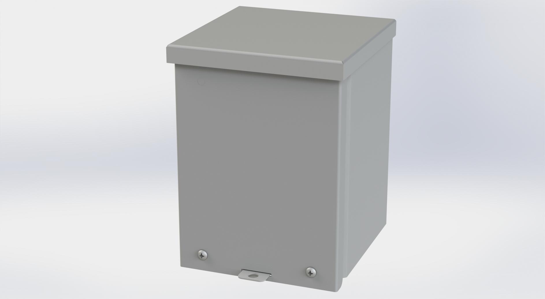 Saginaw Control SCE-8R66 Type-3R Screw Cover Enclosure, Height:8.00", Width:6.00", Depth:6.00", ANSI-61 gray powder coating inside and out.