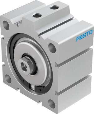 Festo 188338 short-stroke cylinder ADVC-100-20-I-P No facility for sensing, piston-rod end with female thread. Stroke: 20 mm, Piston diameter: 100 mm, Based on the standard: (* ISO 6431, * Hole pattern, * VDMA 24562), Cushioning: P: Flexible cushioning rings/plates at