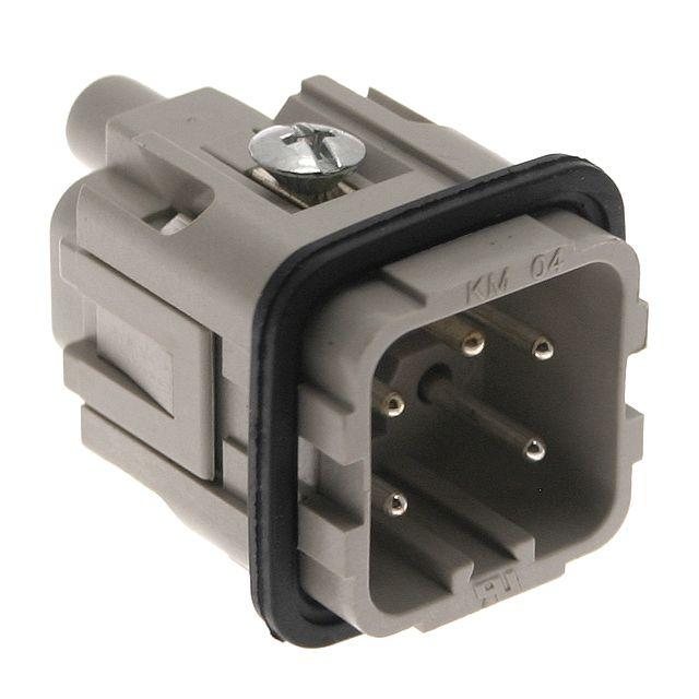 Mencom CKM-04 Standard, CK series, Male Rectangular Insert, size 21.21, 5 pin, 10 amp, Screw, Silver Plated Contacts