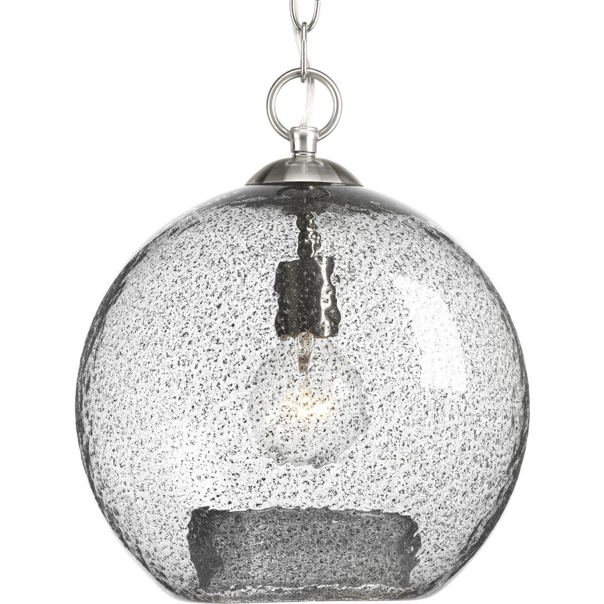 Hubbell P500063-009 Clear textured Artisanal glass and high quality craftsmanship offers a signature focal point in the Malbec pendants. Create a customized look - suitable for designs from Bohemian to Coastal - by grouping several pendants together in a kitchen, entryway or