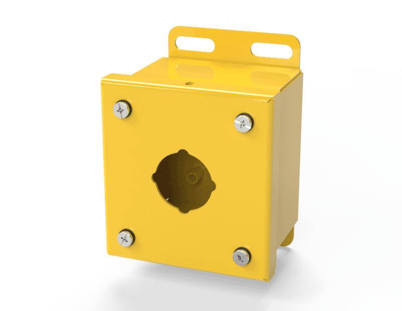 Saginaw Control SCE-1PB-RAL1018 PB Enclosure, Height:3.50", Width:3.25", Depth:2.75", RAL 1018 Yellow powder coat inside and out.
