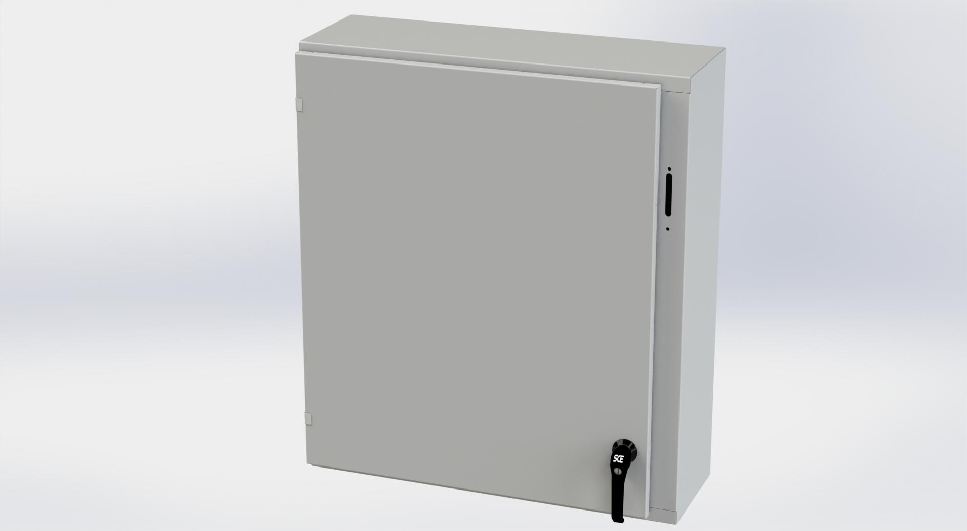 Saginaw Control SCE-36XEL3110LPLG XEL LP Enclosure, Height:36.00", Width:31.38", Depth:10.00", RAL 7035 gray powder coating inside and out. Optional sub-panels are powder coated white.