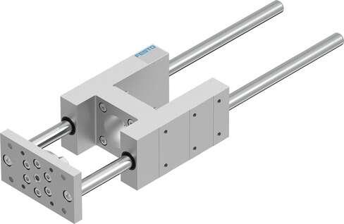 Festo 1725844 guide unit EAGF-V2-KF-63-320 For electric cylinder ESBF. Size: 63, Stroke: 320 mm, Reversing backlash: 0 µm, Assembly position: Any, Guide: Recirculating ball bearing guide