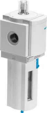 Festo 536847 fine filter MS6-LFM-1/2-BUV-DA 1 µm filter, metal bowl guard, fully automatic condensate drain, with differential pressure indicator, flow direction from left to right. Series: MS, Size: 6, Design structure: Fibre filter, Grade of filtration: 1 µm, Conden
