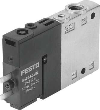Festo 196916 solenoid valve CPE10-M1BH-3GLS-M7 High component density Valve function: 3/2 closed, monostable, Type of actuation: electrical, Width: 10 mm, Standard nominal flow rate: 400 l/min, Operating pressure: -0,9 - 10 bar